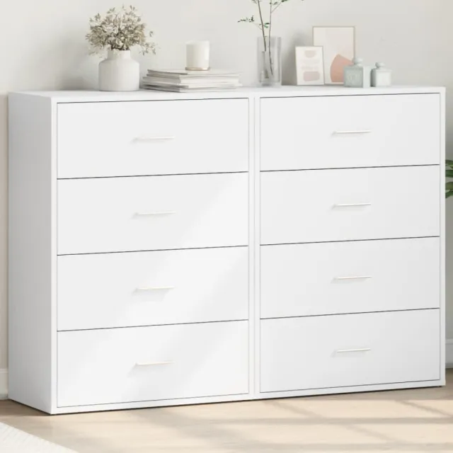 vidaXL Dressoirs 2 st 60x31x84 cm bewerkt hout wit, foto 2