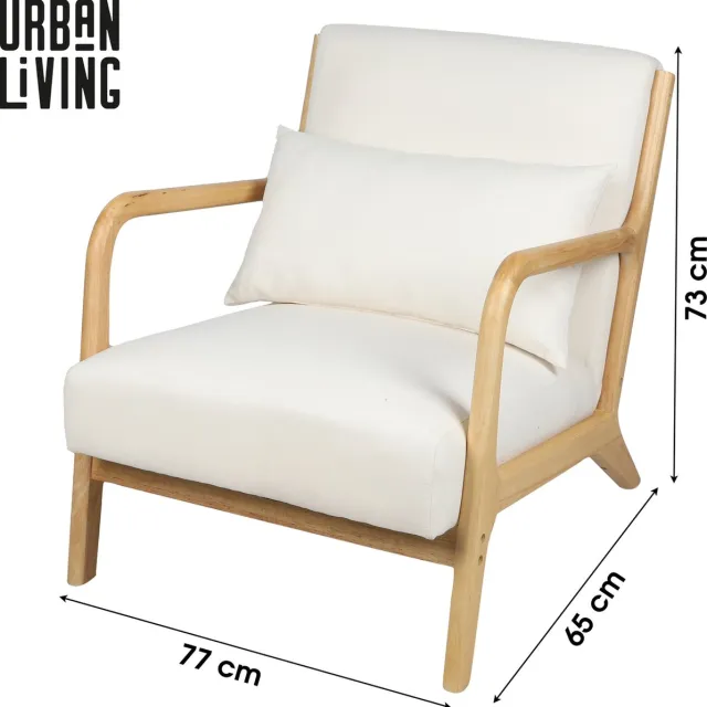Urban Living STOEL MET KUSSEN EN MET HEVEA-STRUCTUUR 77X65XH73CM BEIGE