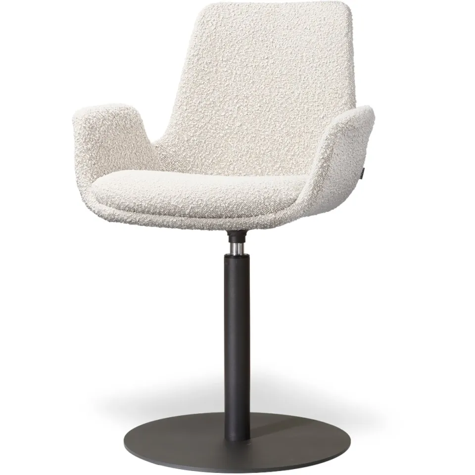 Nolon Niva-Eef draaibare tulp eetkamerstoel bouclé beige - mat zwart onderstel, foto 2