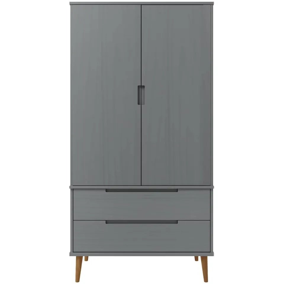 vidaXL Kledingkast MOLDE 90x55x175 cm massief grenenhout grijs