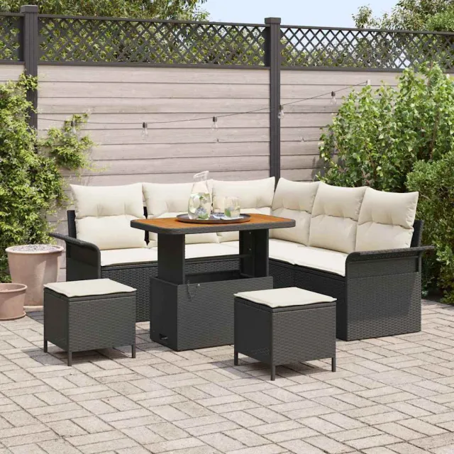 vidaXL Tuinbankenset 8 st Zwart poly rattan, foto 2
