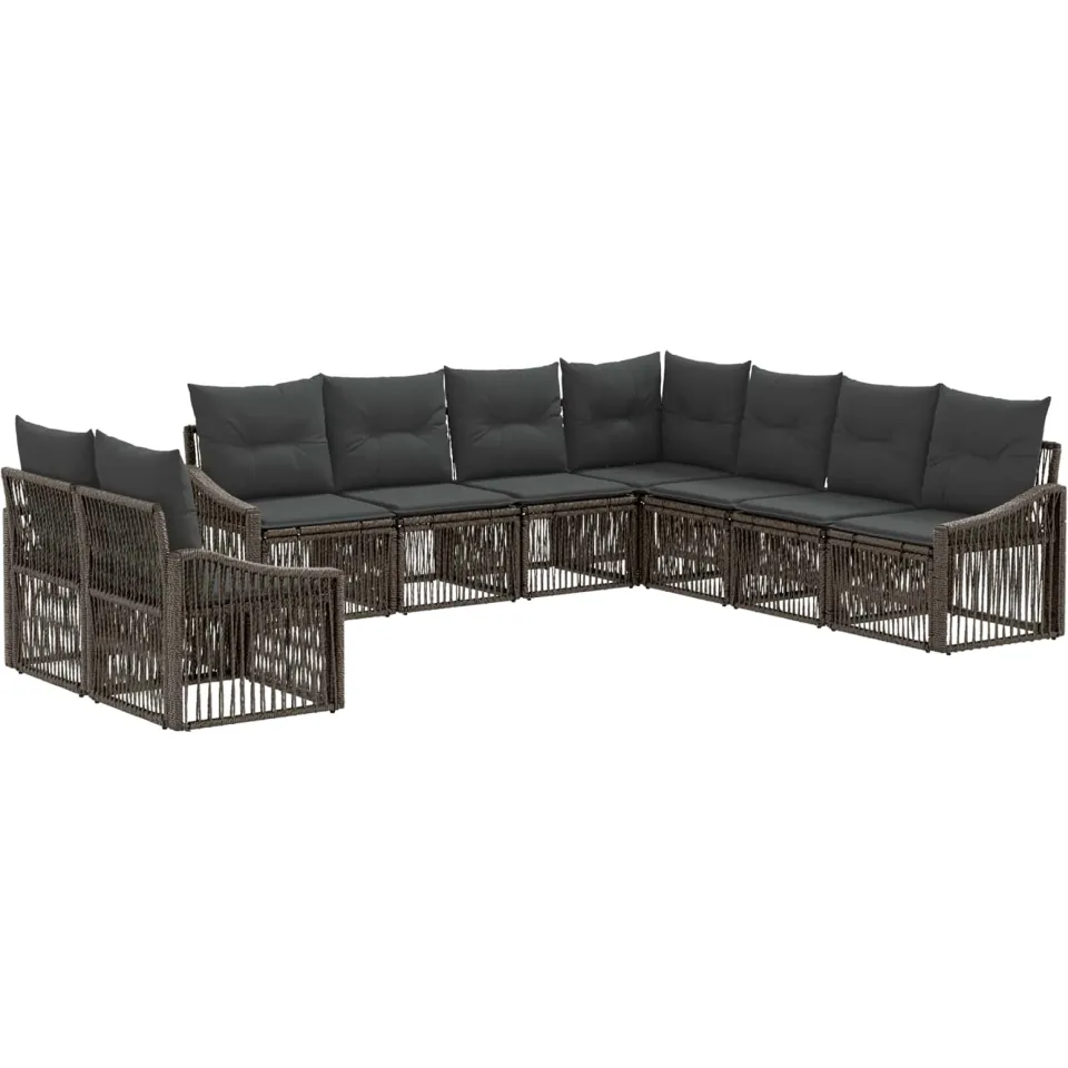 vidaXL Tuinbankenset 9 st 9-zits Grijs poly rattan, foto 3