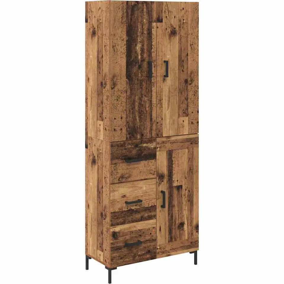vidaXL Highboard Oud Hout 69,5 x 34 x 180 cm Bewerkt hout bruin, foto 3