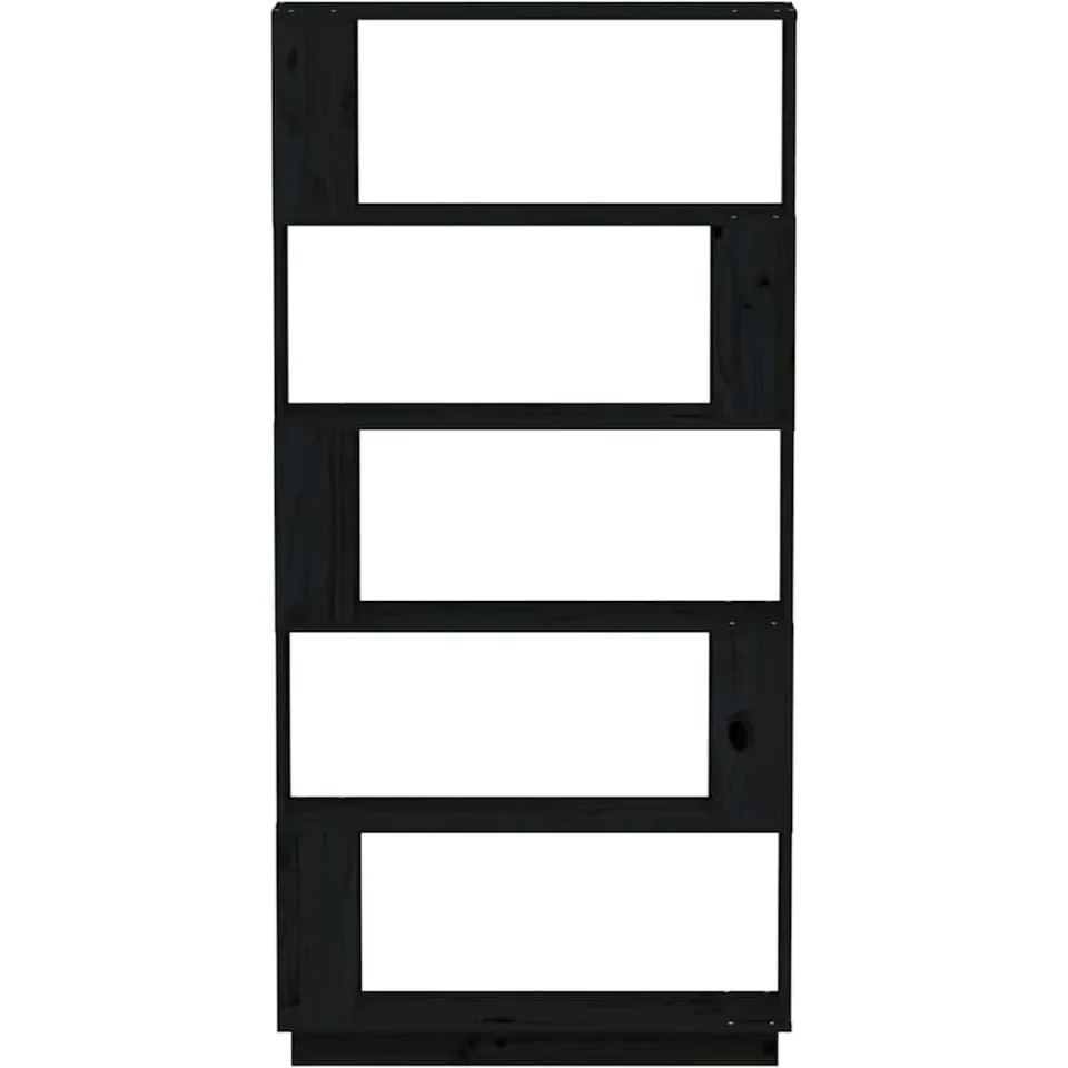 vidaXL Boekenkast/kamerscherm 80x25x163,5 cm massief grenenhout zwart, foto 4