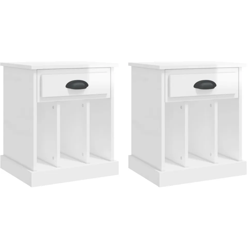 vidaXL Nachtkastjes 2 st 43x36x50 cm hoogglans wit