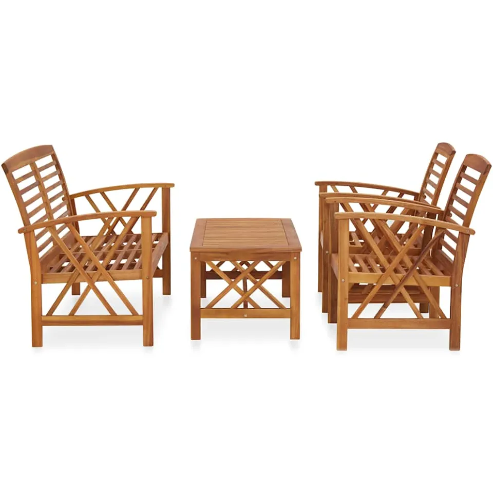 vidaXL 4-delige Loungeset massief acaciahout Bruin