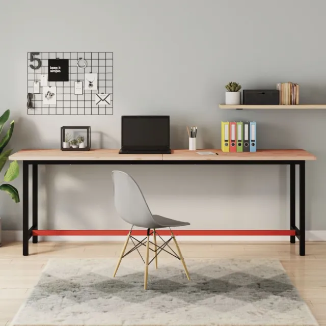 vidaXL Bureaublad 220x55x2,5 cm massief beukenhout bruin, foto 2