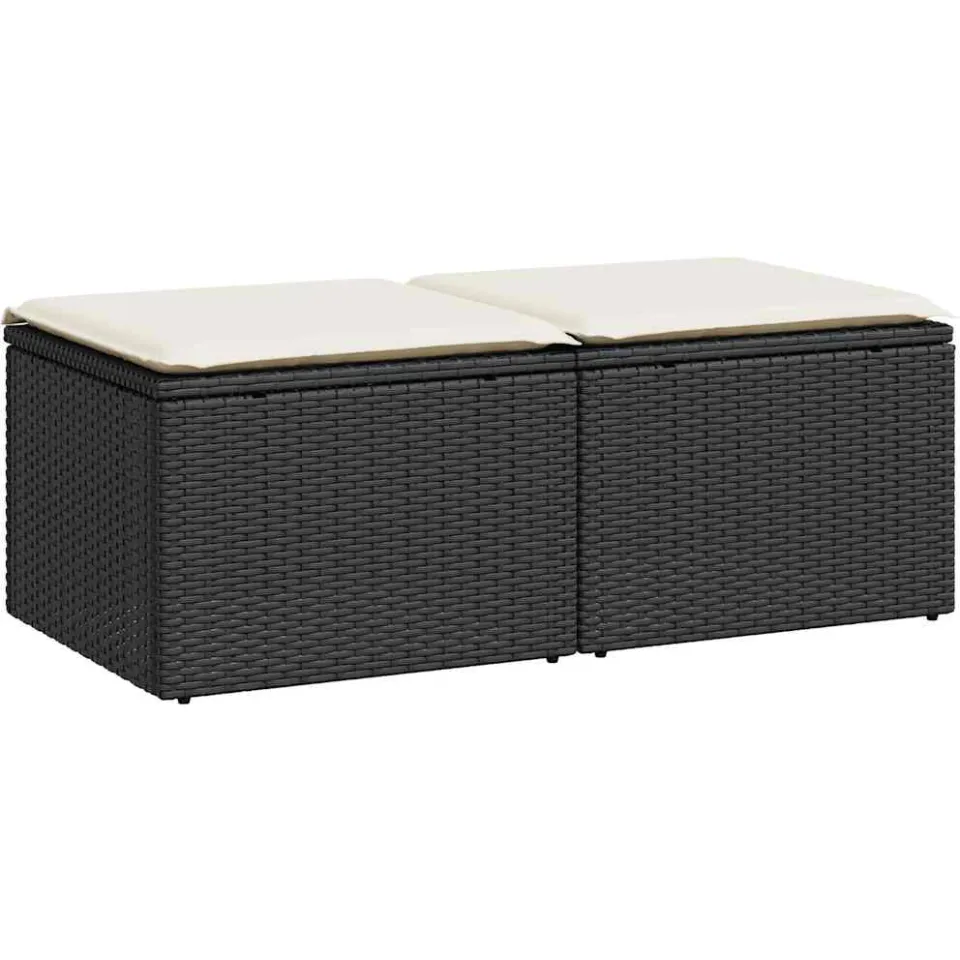 vidaXL 2-delige Loungeset met kussens poly rattan acacia zwart