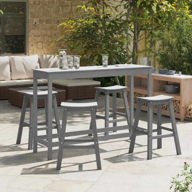 vidaXL Tuin Bar Set 4 st Lichtgrijs HDPE
