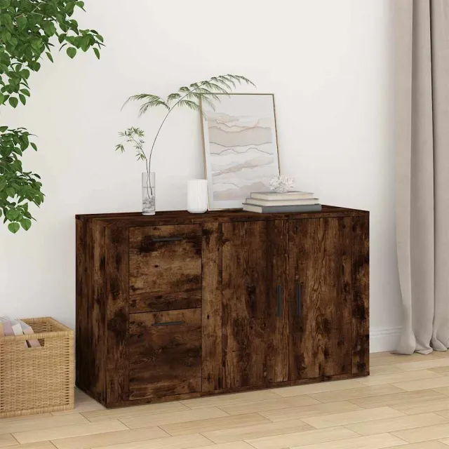 vidaXL Dressoir 100x33x59,5 cm bewerkt hout gerookt eikenkleurig Bruin