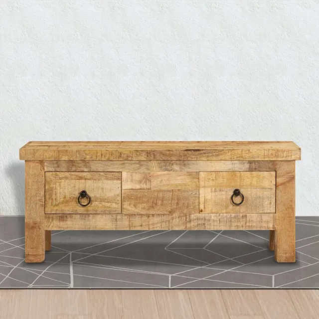 vidaXL Salontafel 90x45x35 cm massief mangohout bruin, foto 2