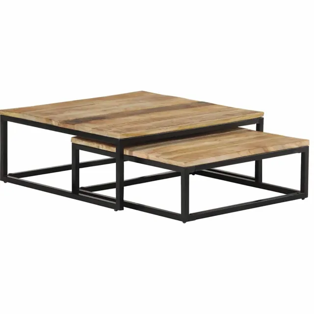 vidaXL 2-delige Salontafelset massief mangohout Bruin