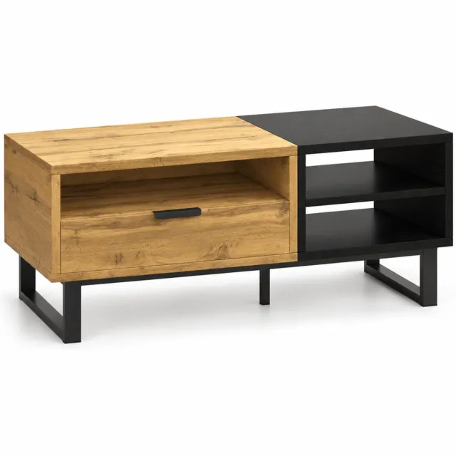 City long dragon LONG DRAGON – Salontafel – 3 open vakken en 1 lade – Naturel – 100 × 50 × 40 cm