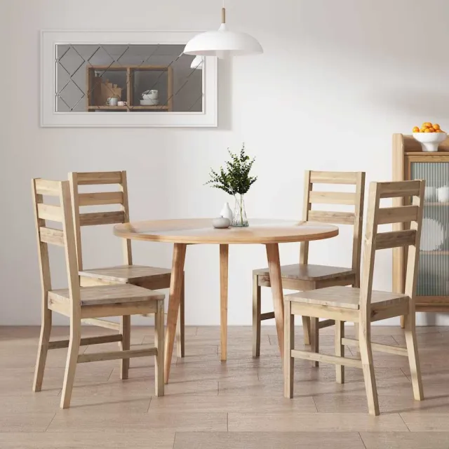 vidaXL Eetkamerstoelen 4 st massief acaciahout bruin, foto 2