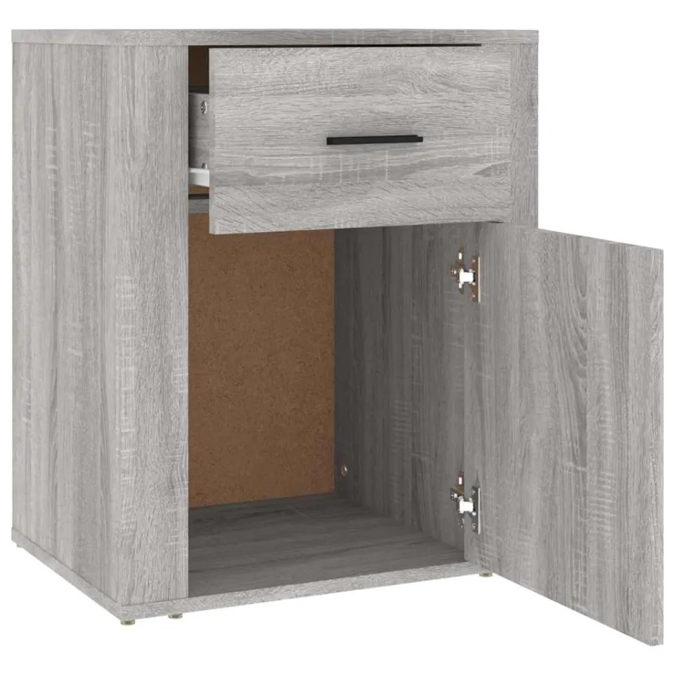 vidaXL Nachtkastje 50x36x60 cm bewerkt hout grijs sonoma eikenkleurig, foto 4