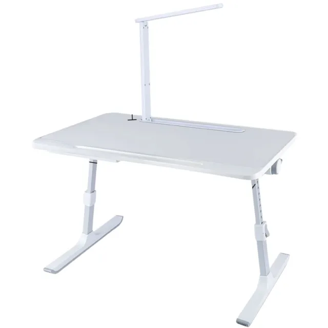 Happiq Laptoptafel - Voor Bed - Verstelbaar met LED-lamp en Lade - Wit