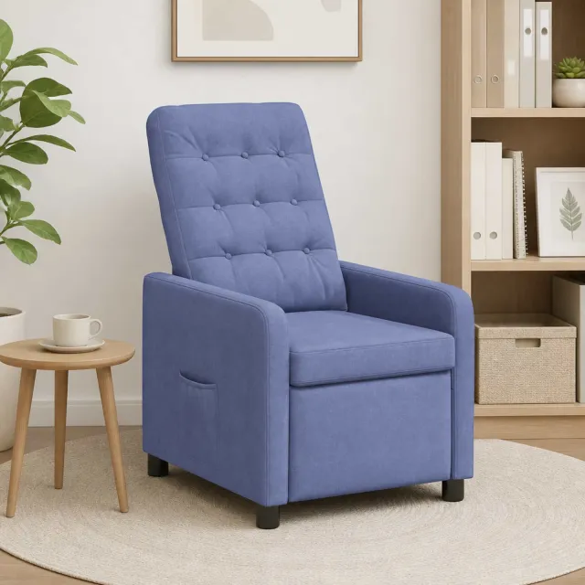 vidaXL Ligstoel Jeans Blauw 65 x 93 x 102 cm Stof, foto 2