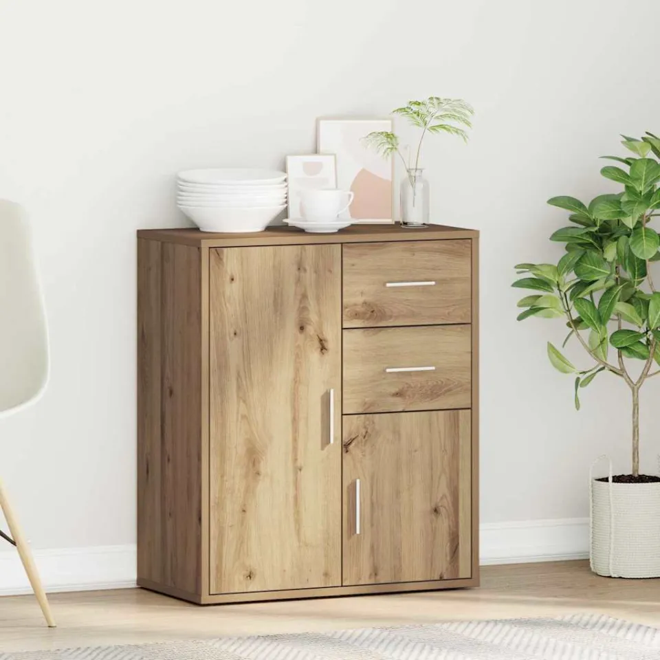 vidaXL Dressoir Artisan Eiken 60 x 31 x 70 cm Bewerkt hout, foto 4