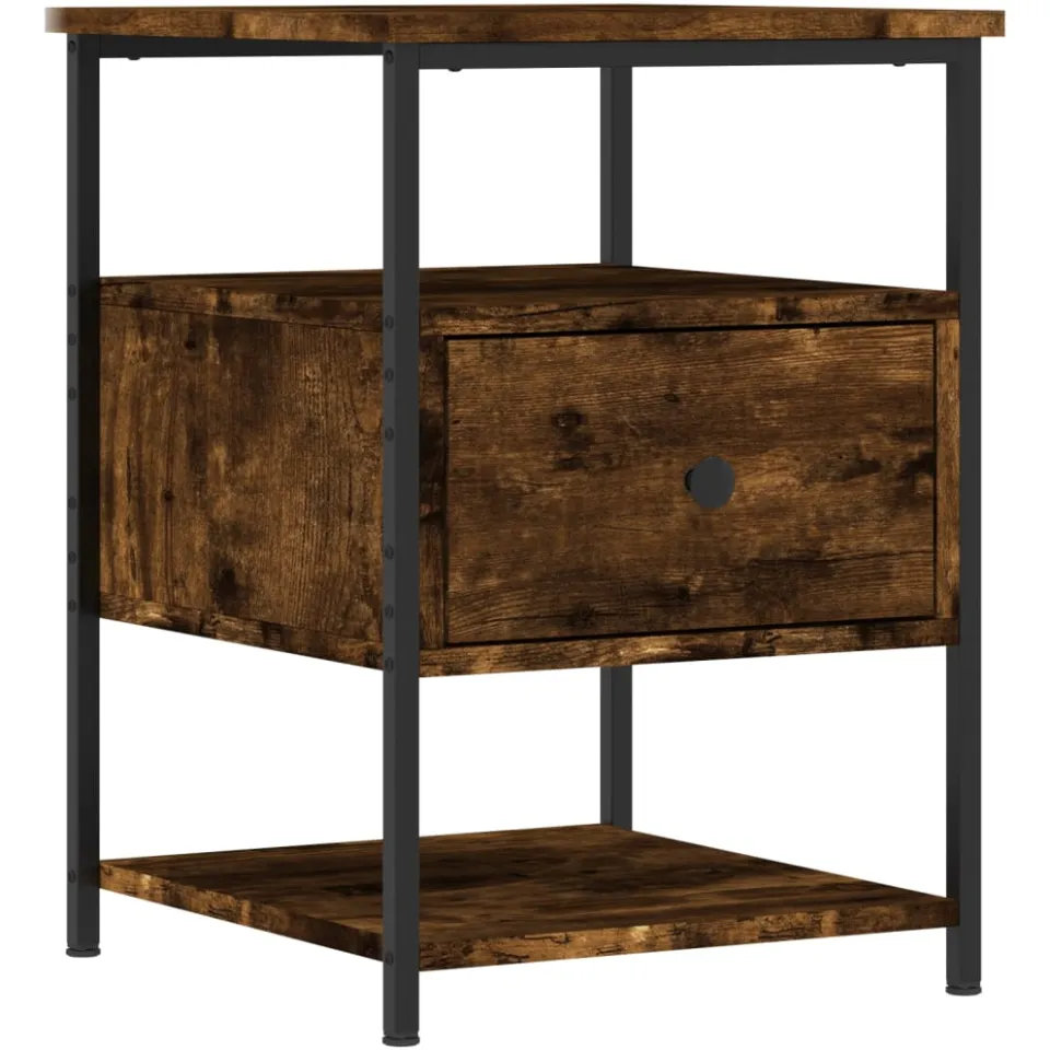 vidaXL Nachtkastjes 2 st 40x42x56 cm bewerkt hout gerookt eikenkleurig Bruin