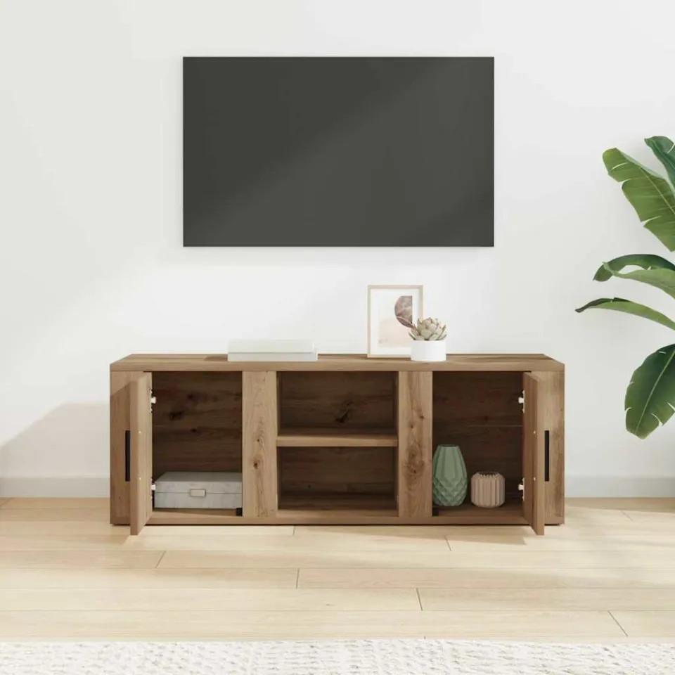vidaXL TV-kast 100 x 31,5 x 35 cm Artisan Eiken Bewerkt hout, foto 3
