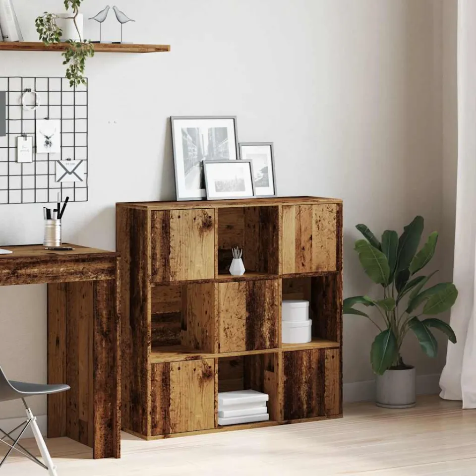 vidaXL Boekenkast 90x28x90 cm bewerkt hout oud houtkleurig bruin, foto 2