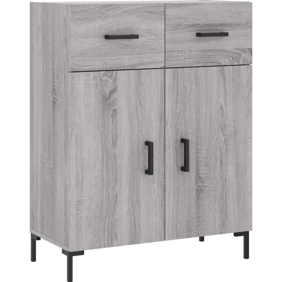 vidaXL Dressoir 69,5x34x90 cm bewerkt hout grijs sonoma eikenkleurig, foto 3