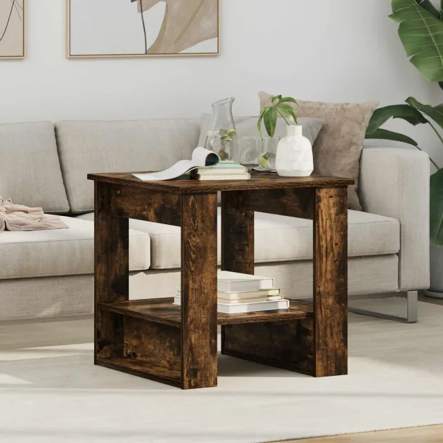 vidaXL Salontafel Gerookt eiken 51 x 50 x 50 cm Bewerkt hout Bruin
