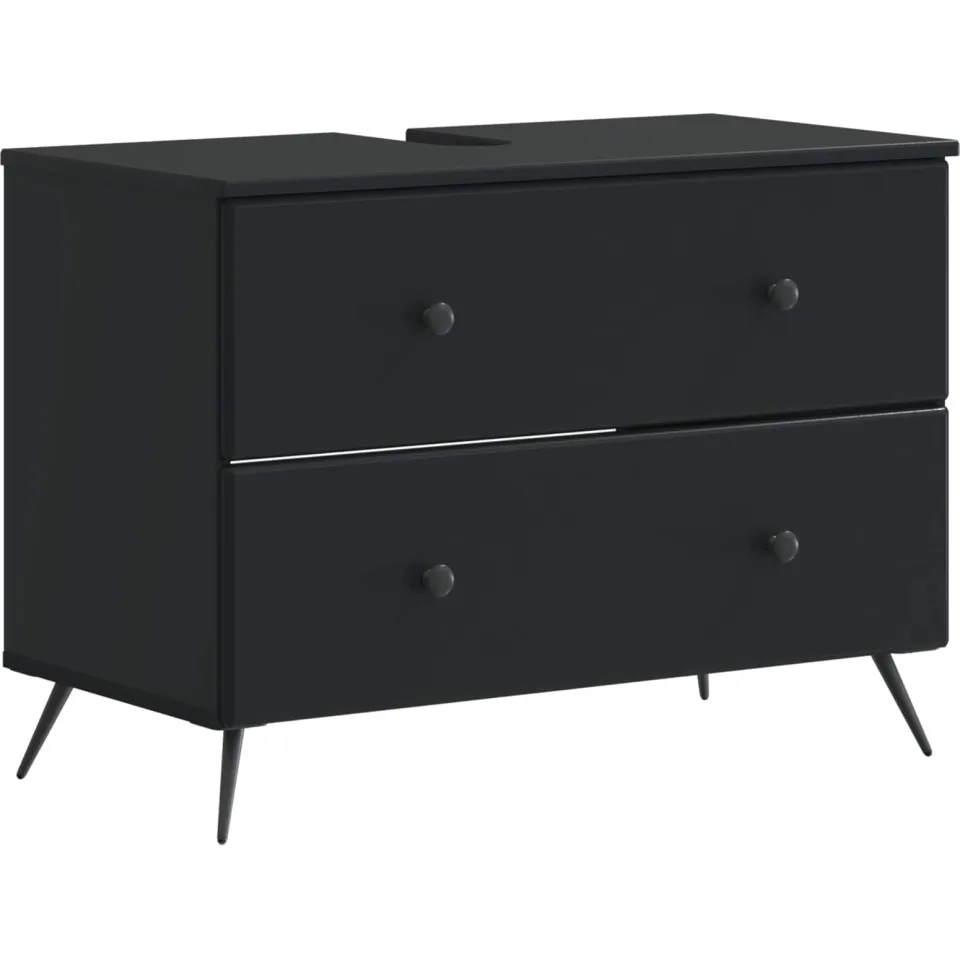 vidaXL Badkamer wastafelkast BREDA Zwart 82 x 41 x 59 cm Bewerkt hout, foto 3