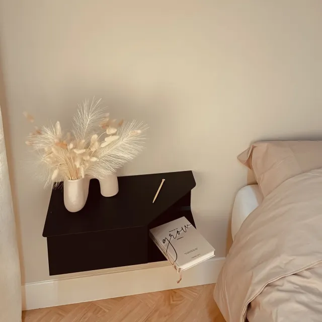 By Bresi Nachtkastje Riva- Links Zwart - Minimalistisch design - Nachtkastjes - Nachtkastje modern