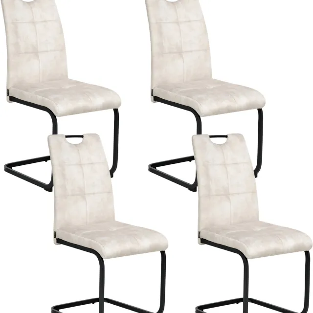 Beliani CISCO - Eetkamerstoel set van 4 - Lichtbeige - Polyester