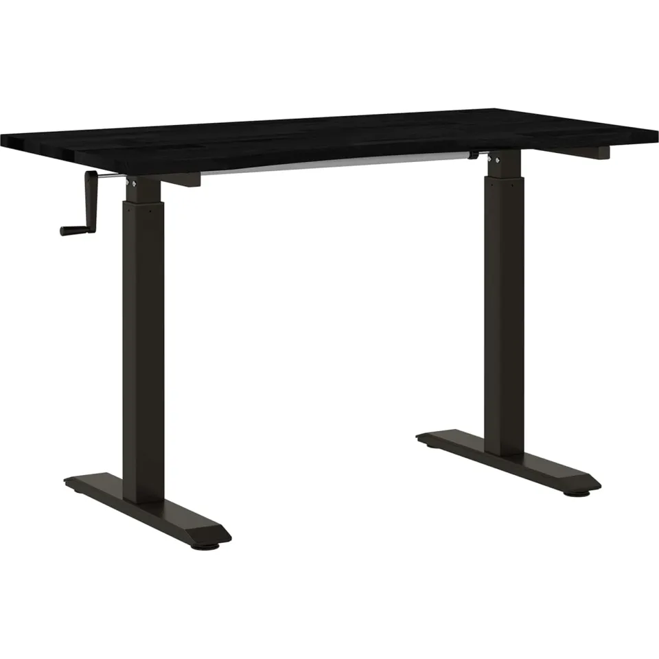 vidaXL Bureau Zwart en Donkerbruin 120 x 60 cm Massief Eikenhout, foto 3