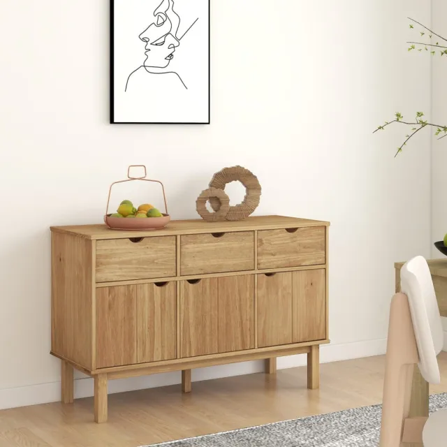 vidaXL Dressoir OTTA 114x43x73,5 cm massief grenenhout bruin, foto 2