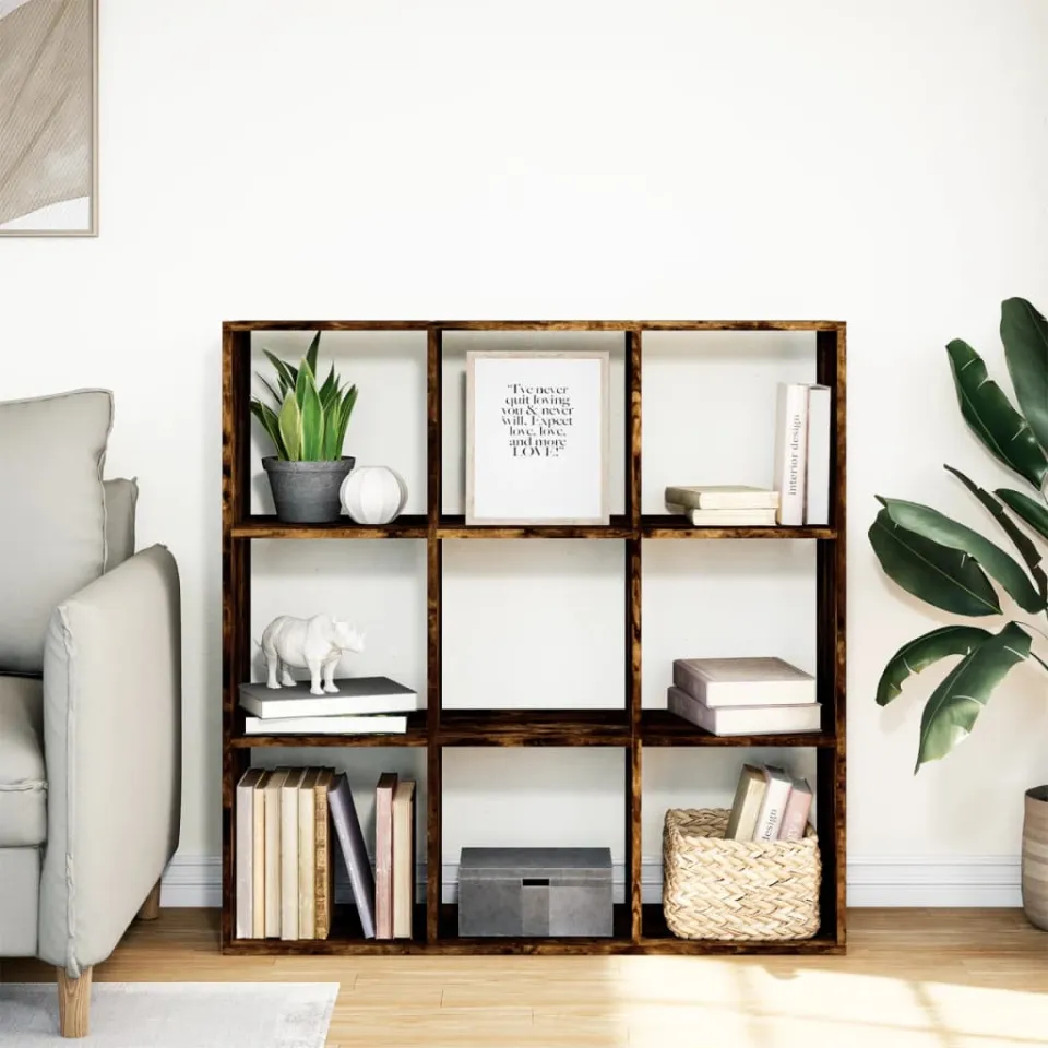 vidaXL Kamerscherm / boekenkast 102x29x103,5 cm hout gerookt eiken, foto 2
