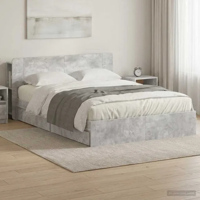 vidaXL Bedframe met opslag Betongrijs 150 x 200 cm Bewerkt hout
