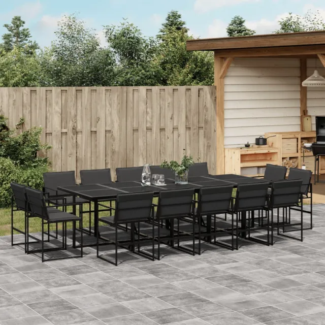 vidaXL 15-delige Tuinset met kussens textileen zwart, foto 2