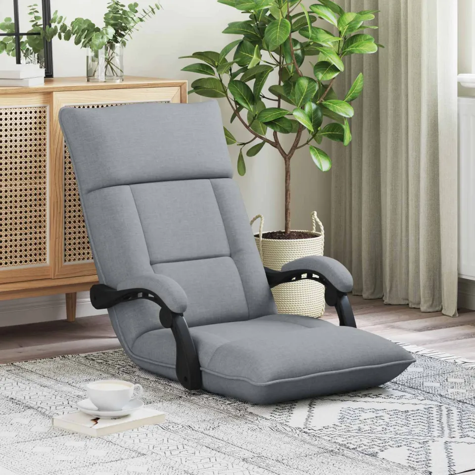 vidaXL Verstelbare vlo stoelen Lichtgrijs Stof, foto 3