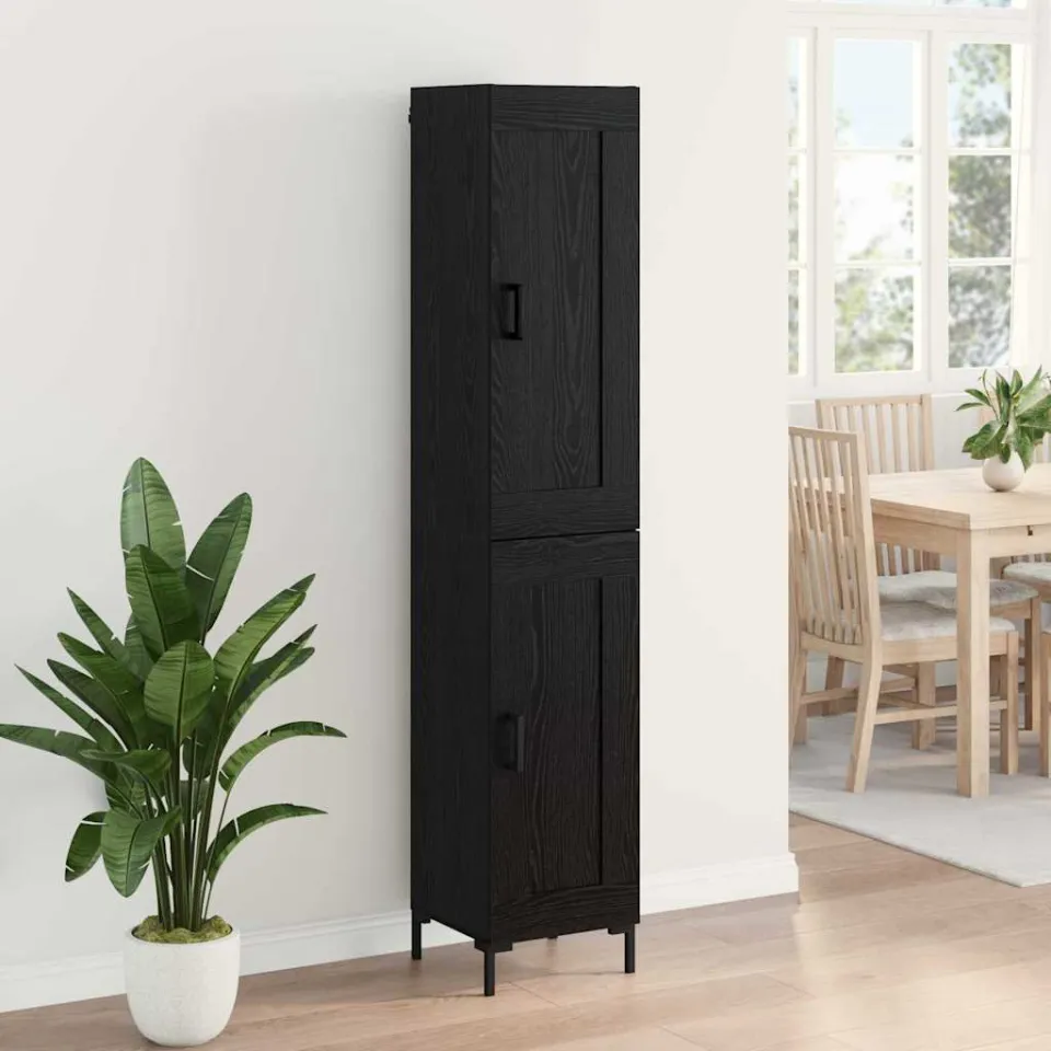 vidaXL Highboard Zwart Eiken 34,5 x 34 x 180 cm Bewerkt hout, foto 4