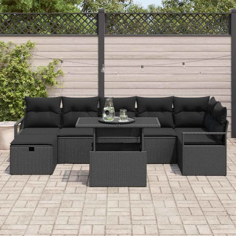 vidaXL Tuin Sofa Set 8 st poly rattan lichtgrijs, foto 3