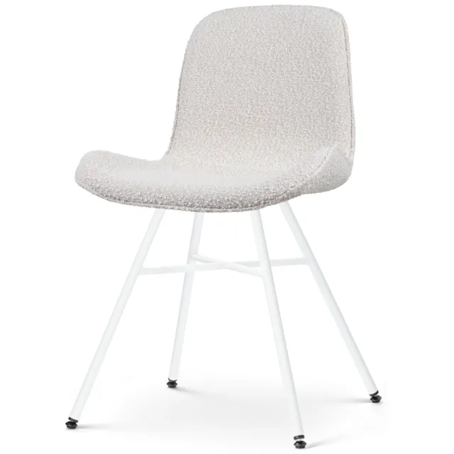 Nolon Noa-Fé eetkamerstoel bouclé beige - wit onderstel