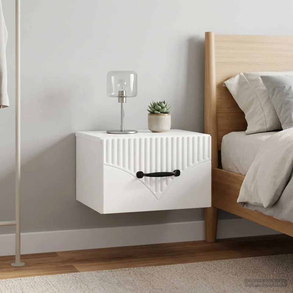 vidaXL Wandbeugel Bedkast 2 st Hoogglans Wit 34,5 x 33 x 20 cm, foto 4
