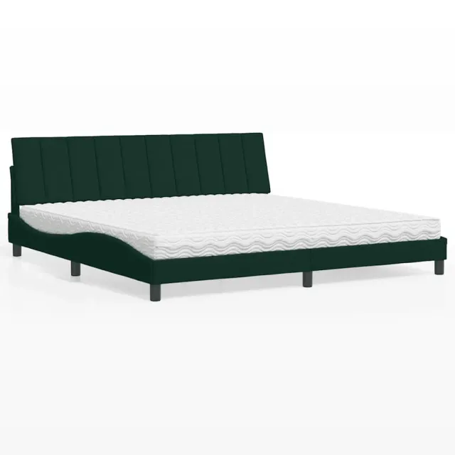 vidaXL Bed met matras "Hanko" fluweel donkergroen 200x200 cm