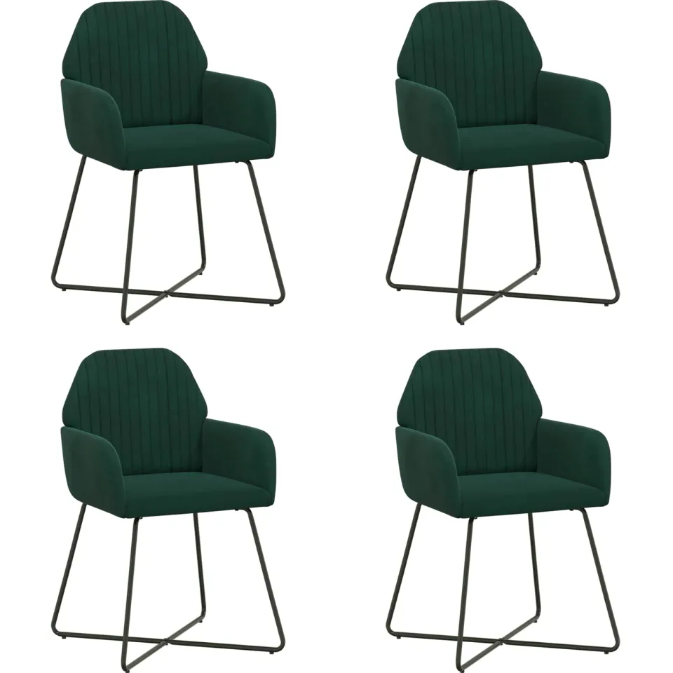 vidaXL Eettafelstoelen 4 st fluweel Donkergroen 55 x 50 x 84 cm groen, foto 3