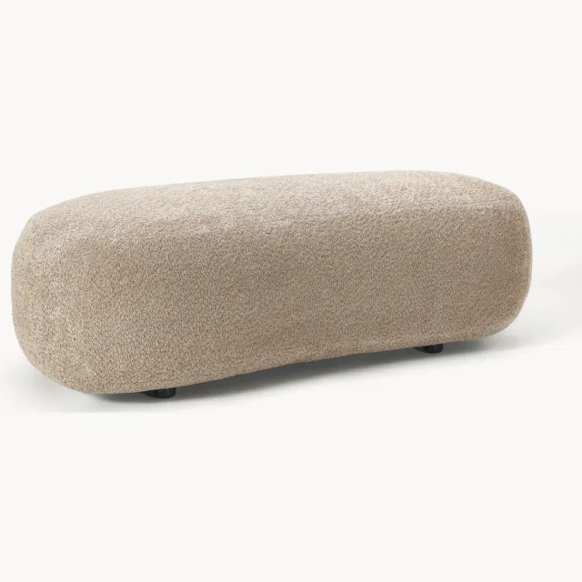 Westwing Collection XL poef Alba van teddy bouclé beige