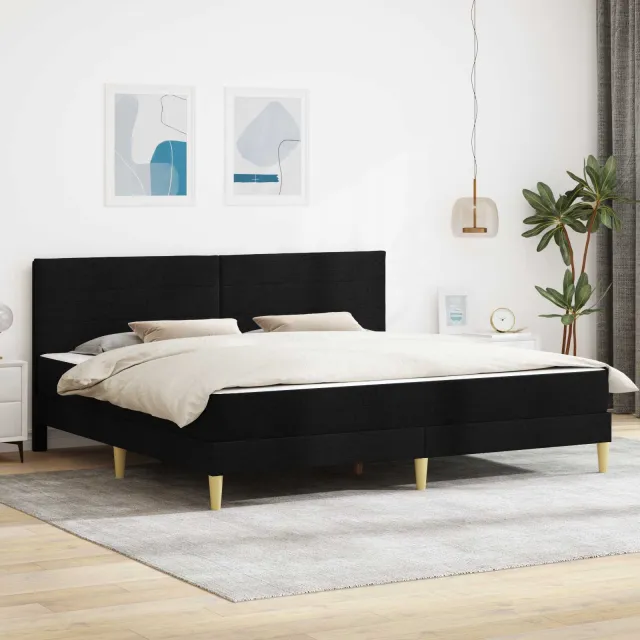 vidaXL Bedframe met matras Zwart 180 x 200 cm Polyester