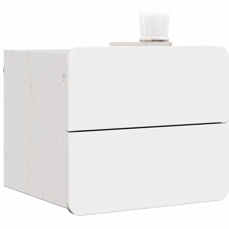 vidaXL Nachtkastje met lade Wit 39 x 34 x 33 cm Massief grenenhout