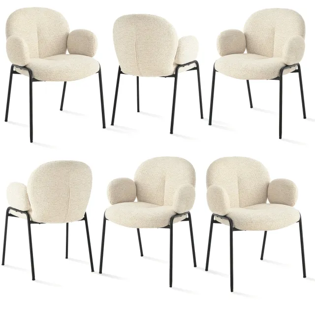 Mura Logistiek Mura Eetkamerstoelen - Eetstoel - Stoel - Stoelen - Stoffenstoel - Set Van 6- Zitting 50x48cm - 10cm Dik Kussen - Stof Chenille Bruin