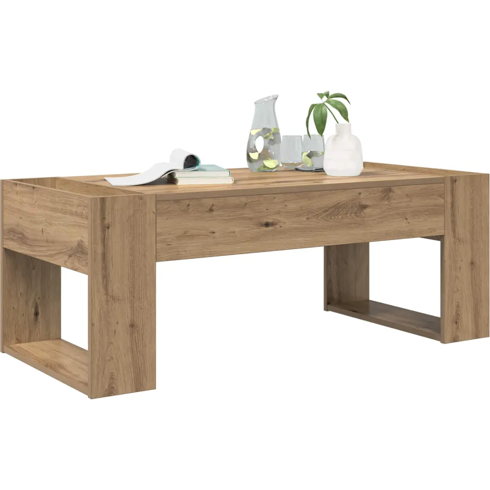 vidaXL Salontafel Artisan Eiken 110 x 50 x 41 cm Bewerkt hout, foto 2