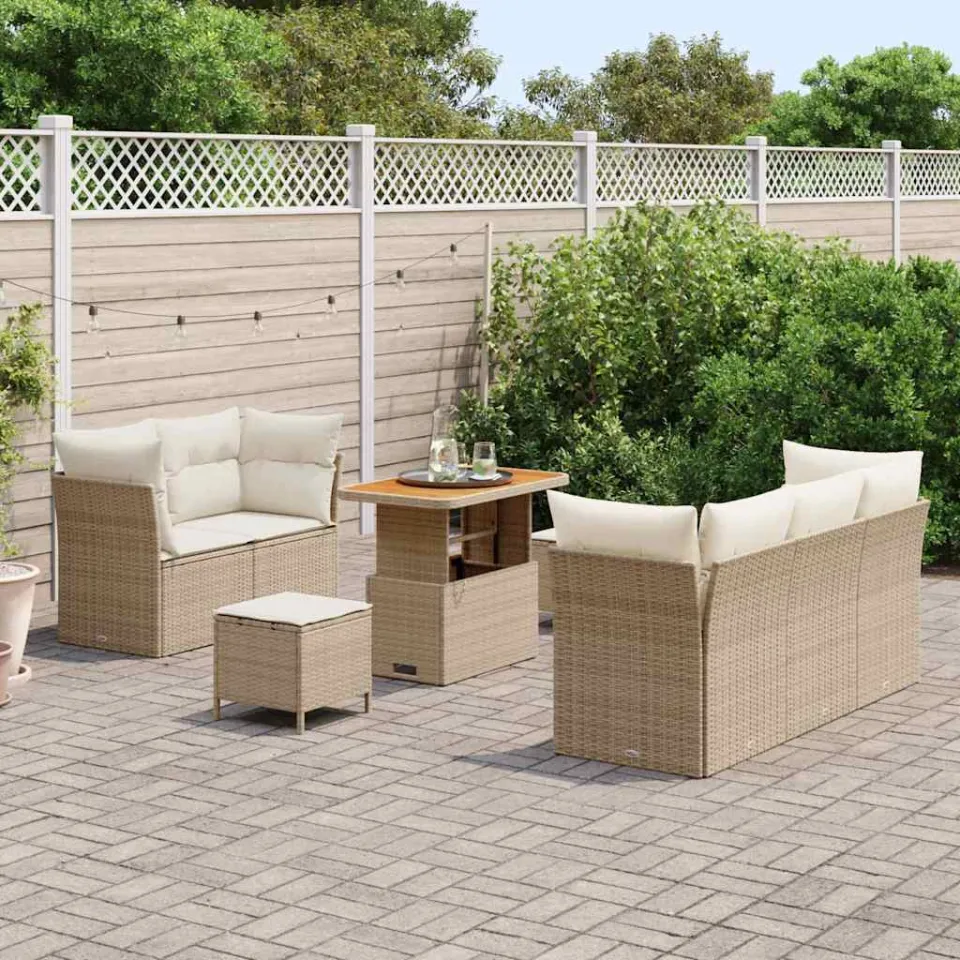 vidaXL Tuin Sofa Set 8 st Beige poly rattan, foto 3