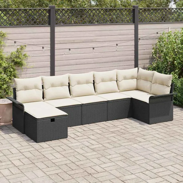 vidaXL Tuin Sofa Set 7 st Poly riet beige, foto 2