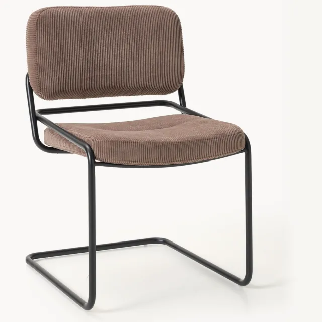 Westwing Collection Cantilever stoel Don van corduroy taupe, zwart